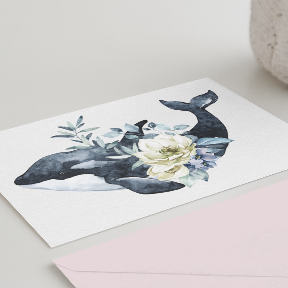 Watercolor Orca Whale Wall Art Illustration Print Poster Unframed - Picture 5 of 10